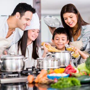 Family cooking together