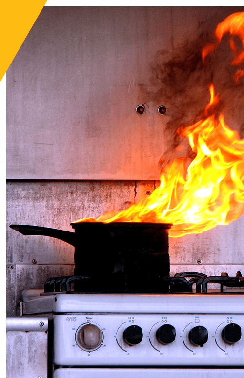 saucepan pot on fire on kitchen stove