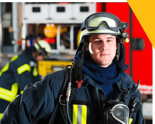 firefighter looking at camera